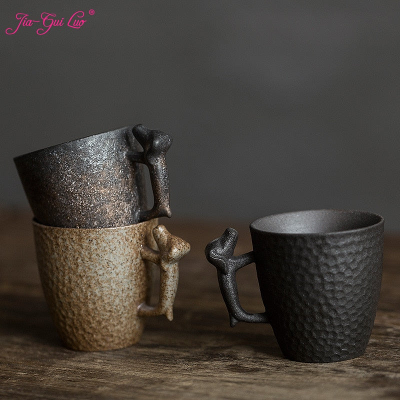 JIA GUI LUO Tea Cup Coffee Mugs Ceramic Mug Travel Mug China Anniversary 120ML CREATIVE Pottery Handgrip Gifts for Husband I066