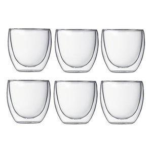 New 6Pcs 80ml 2.7oz Glass Double Walled Heat Insulated Tumbler Espresso Tea Cup coffee mug tazas de ceramica creativas