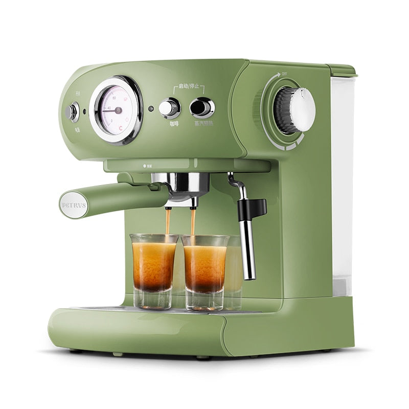 Fully Semi-automatic Coffee Machine Retro Style Espresso Pump Type- Household and Commercial  - Steam Milk Foam