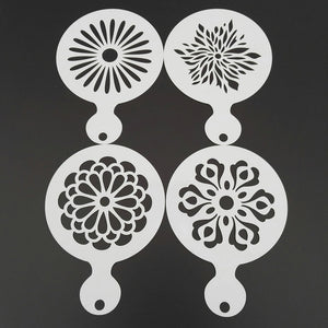 4pcs/set Flower Coffee Stencil